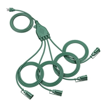 DEWENWILS 34 FT (10+6+6+6+6) Extension Cord for Outside Christmas Lights, 4 Outlets with Safety Cover 16 AWG SJTW 3 Prong Outdoor Power Cable