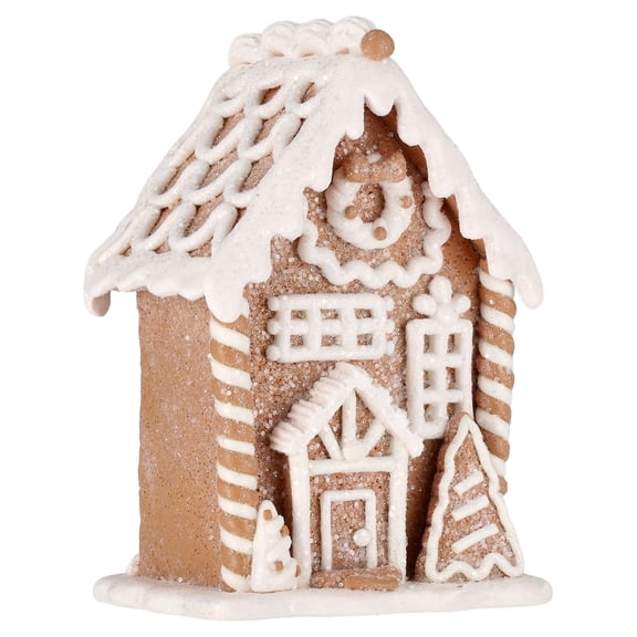 Clay Dough Gingerbread House Christmas Decoration, Brown and White, 5.5", by Holiday Time