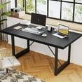 thumbnail image 1 of HSH Black Computer Desk, 55"Modern Office PC Writing Desk, Metal Computer Study Work Table for Home Office Bedroom, Industrial Executive Student Simple Workstation Desks with Storage, 55 In,Black Oak, 1 of 9