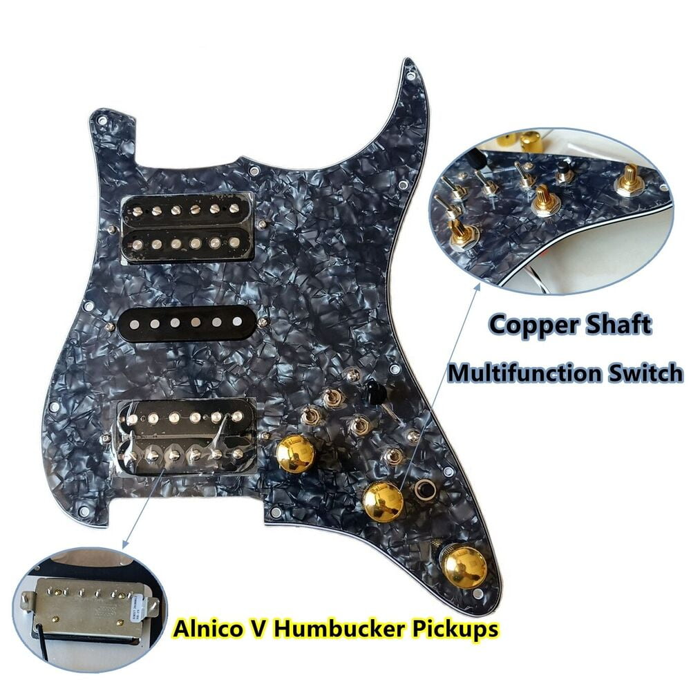 HSH Prewired Guitar Strat Pickguard Set Ainico 5 Humbucker Pickups Coil Splitting Switch Multi Switch Harnesses ,For Fender ST Electric Guitar Part Replacement