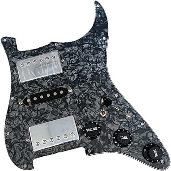 HSH Prewired Loaded Electric Guitar Pickguard Set Multifunction Alnico 5 Humbucker Pickups Black Pearl Fit for Fender ST Guitar