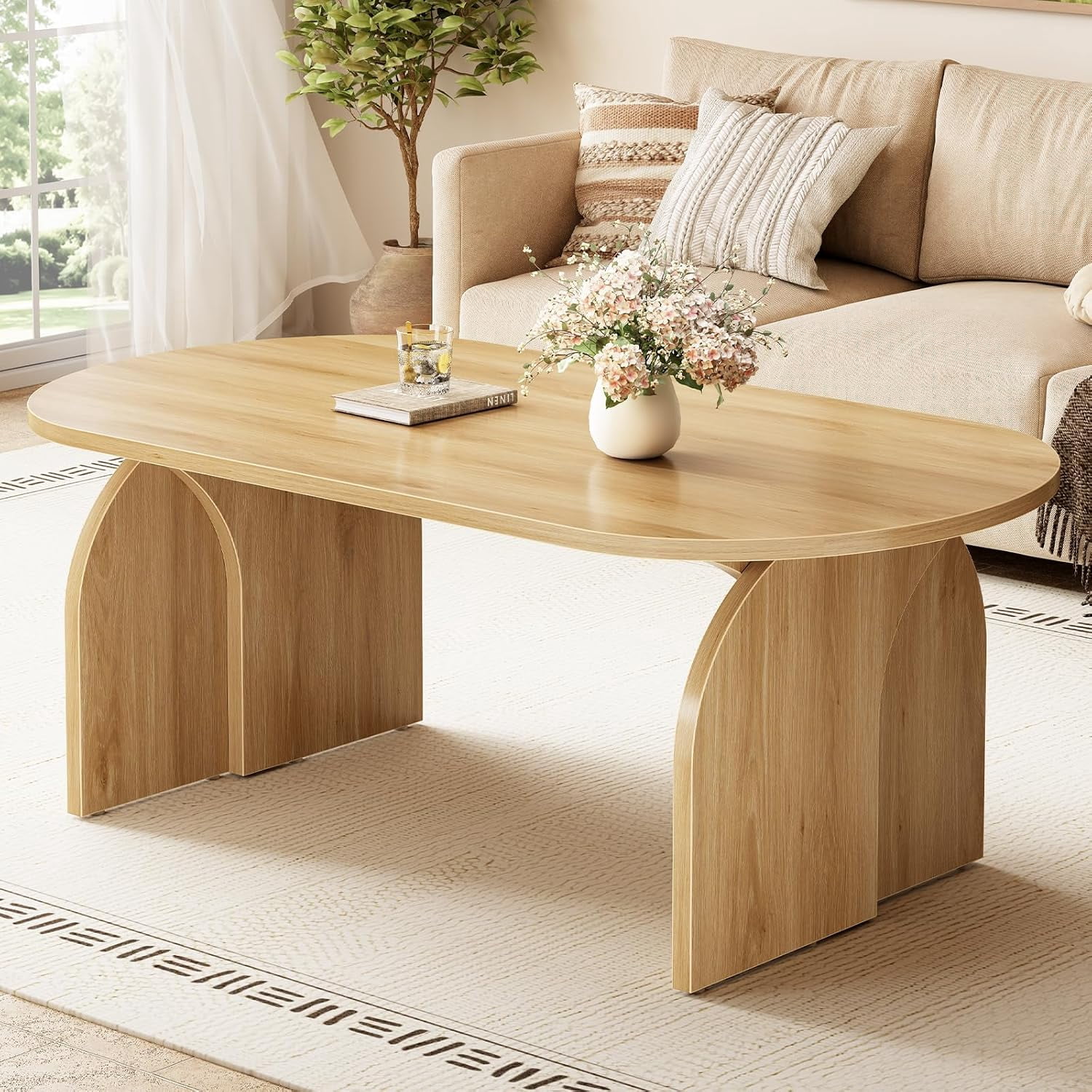 Small Low Rising Coffee Table HSH Small Oval Coffee Table, Coffee Tables for Living Room, Light Oak ...