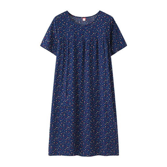 HSHMT Under $5 Womens Cotton Nightgown Short Sleeve Summer Silk Sleep Dress For Middle Aged New Loose Fitting Home Wear Elderly Plus Size Nightshirts for Women Sleepwear