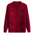 thumbnail image 1 of HSHMT Clearance Women's Fashion Shirt Women's Button Down Cardigan Sweaters Middle Elderly Long Sleeve Knitted Jackets With Pockets, 1 of 8