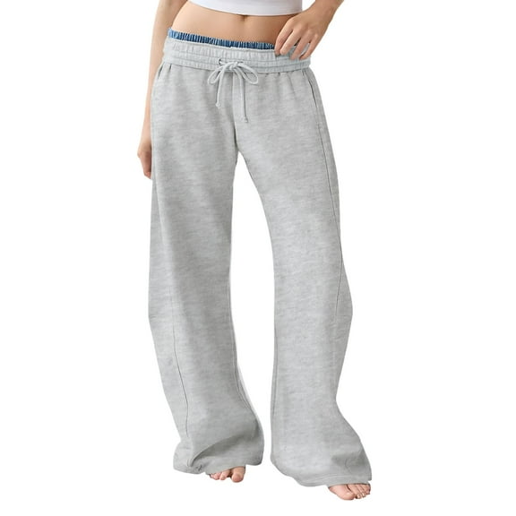 HSHMT Joggers for Women Under $12 Women's Lounge Pants, Cozy Wide Leg Lounge Slacks with Pockets Loose Flowy Yoga Sweatpant Workout Comfy Jogger Womens Pants M
