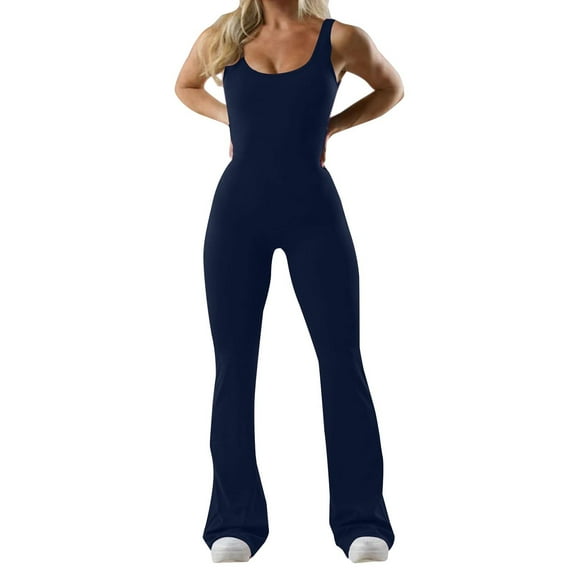 HSHMT Jumpsuits for Women Women's New Fashionable Tight Fitting Yoga Jumpsuit With Chest Cushion Casual Back Hollow Out Sports Slimming Jumpsuit Slimming Jumpsuit