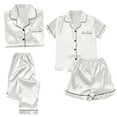 thumbnail image 1 of HSHMT Pajamas Set for Women Satin Pyjamas Women's Short 4 Piece Pyjamas Short Sleeve Sleepwear And Shorts Set Women Sets Leisure Suit Loungewear, 1 of 4