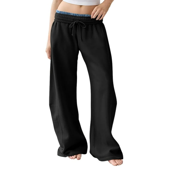 HSHMT Pants for Women Under $12 Womens Yoga Sweatpants Wide Leg High Waisted Lounge Pajamas Pants Comfy Workout Loose Pants with Pockets Women's Lounge Trousers 4XL