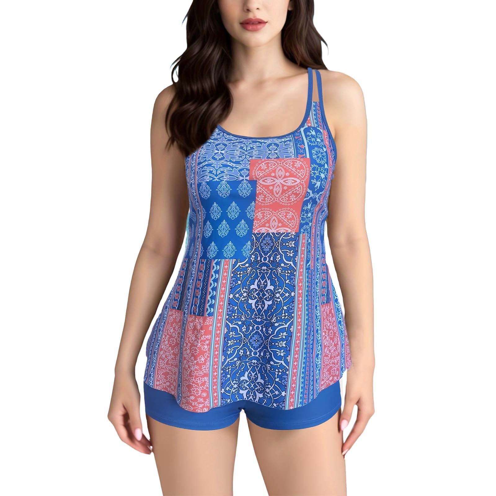 Hanna Nikole Plus Size Two Piece Swimsuits Tankini Top With Shorts For - View #9