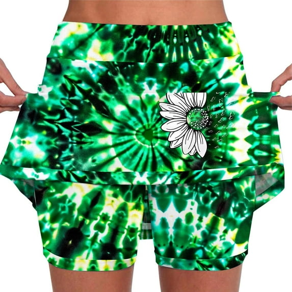 HSHMT Women's 2 piece Foldover Yoga Skorts For Women With Pockets Lightweight Skirt Athletic Inner Shorts For Running Tennis Workout Sports