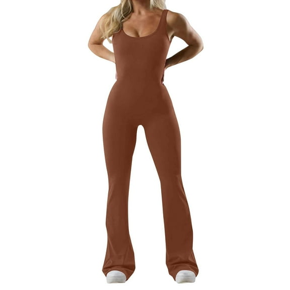 HSHMT Women's Jumpsuit Women's New Fashionable Tight Fitting Yoga Jumpsuit With Chest Cushion Casual Back Hollow Out Sports Slimming Jumpsuit Slimming Jumpsuit