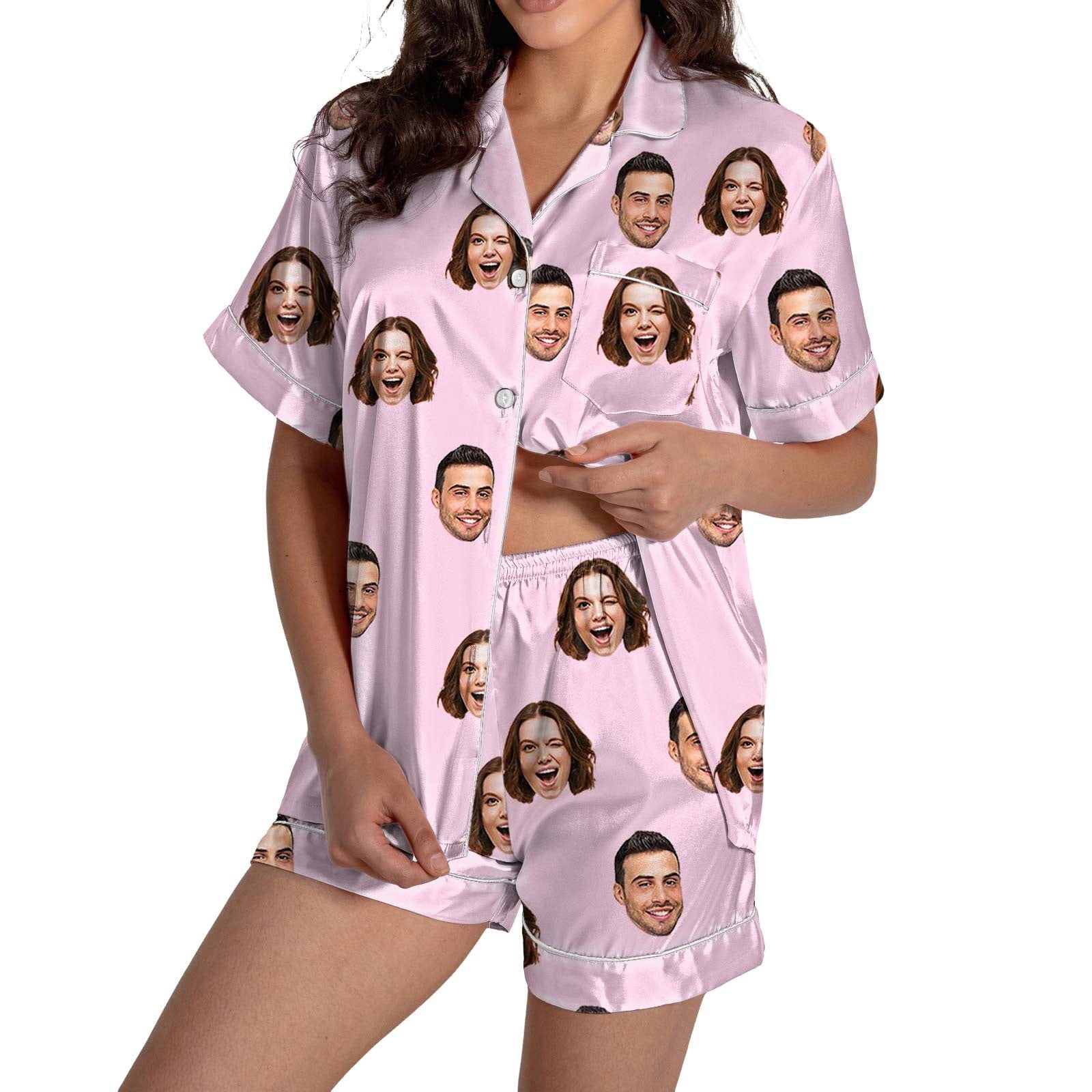 HSHMT Women's Satin Pajama Set Custom Pajamas With Photos