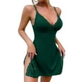 thumbnail image 1 of HSHMT Women's Sleepwear Lace Trim Slit Nightgown Lace Trim Side Sleep Dress Slit Bowknot Decor Sleep Spaghetti Dress, 1 of 9