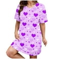 thumbnail image 1 of HSHMT Women's Sleepwear Plus Size Casual Sleep Dress Women's Plus Heart Print Short Sleeve Round Neck Medium Stretch Loose Nightdress Valentine's Day Nightdress, 1 of 3