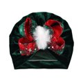 thumbnail image 1 of HSHMT Women's Winter Christmas Bow Pom-Pom Bohemian Turban Hat Soft Polyester-Spandex Blend Green hat One Size, 1 of 3