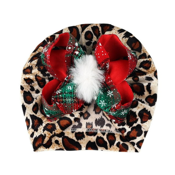 HSHMT Women's Winter Christmas Bow Pom-Pom Bohemian Turban Hat Soft Polyester-Spandex Blend Multicolor hat One Size