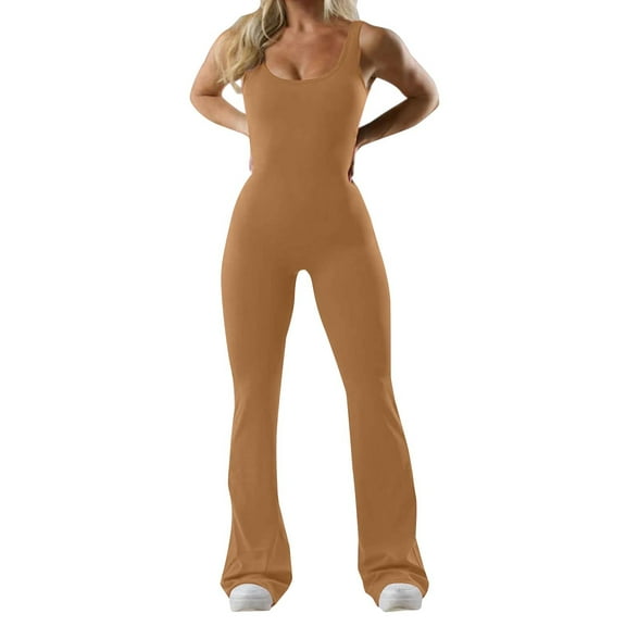 HSHMT Womens Jumpsuits Women's New Fashionable Tight Fitting Yoga Jumpsuit With Chest Cushion Casual Back Hollow Out Sports Slimming Jumpsuit Slimming Jumpsuit