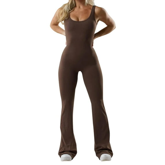 HSHMT Womens Jumpsuits Women's New Fashionable Tight Fitting Yoga Jumpsuit With Chest Cushion Casual Back Hollow Out Sports Slimming Jumpsuit Slimming Jumpsuit