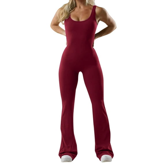 HSHMT Womens Jumpsuits Women's New Fashionable Tight Fitting Yoga Jumpsuit With Chest Cushion Casual Back Hollow Out Sports Slimming Jumpsuit Slimming Jumpsuit