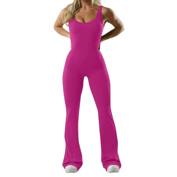 HSHMT Womens Jumpsuits Women's New Fashionable Tight Fitting Yoga Jumpsuit With Chest Cushion Casual Back Hollow Out Sports Slimming Jumpsuit Slimming Jumpsuit