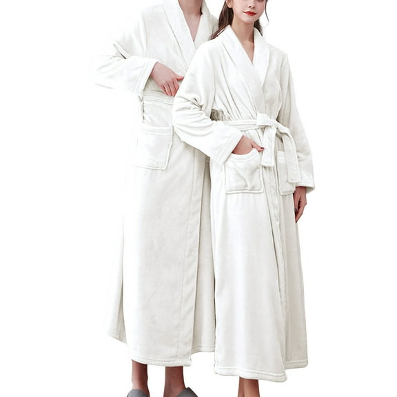 HSHMT Womens Long Robe Women'S Double Pocket Flannel Bathrobe Soft And Warm Double Faced Velvet Bathrobe Pajamas And Home Wear Bathrobe Robe