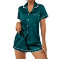 thumbnail image 1 of HSHMT Womens Pajamas Set Set For Women Short Sleeve Button Down Sleepwear Set Classic 2 Loungewear With Pockets, 1 of 4