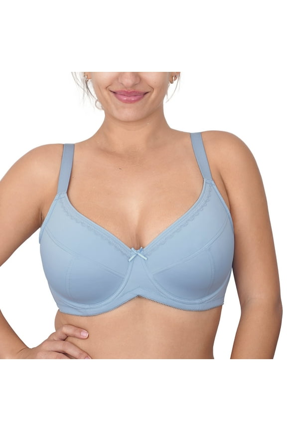 Full Coverage Bra for Women Plus Size Bra with Underwire Lightly Lined Smoothing Bra Blue 36C
