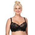 thumbnail image 1 of HSIA Minimizer Bra for Women - Plus Size Underwire Lace Unlined Non Padded Bra,Black,42D, 1 of 9