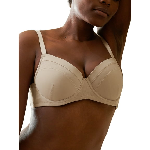 HSIA Plus Size Bra with Underwire Lightly Padded Full Figure Comfort Bra Nude 40C