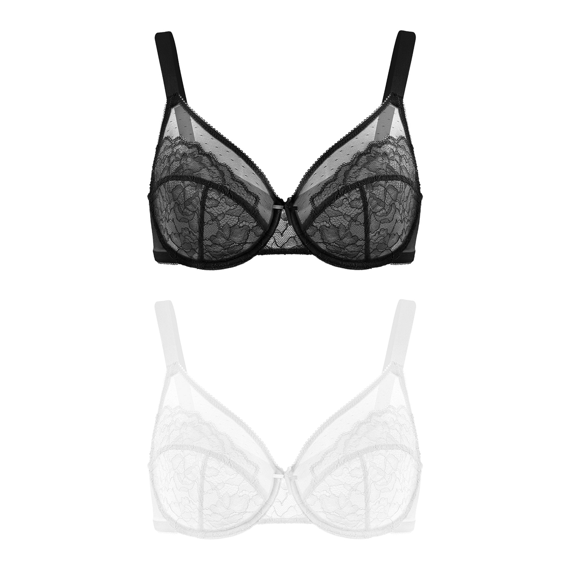 HSIA Plus Size Bras for Women Full Coverage Back Fat Underwire Minimizer Bras 2 Pack(Black+White)