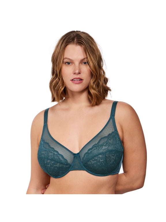 Plus Size Bras for Women Full Coverage Back Fat Underwire Unlined Bras Balsam Blue 40DD