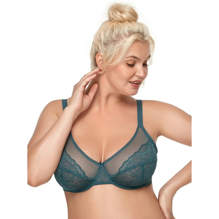 HSIA Plus Size Bras for Women Full Coverage Back Fat Underwire Unlined Bras  Balsam Blue 40G