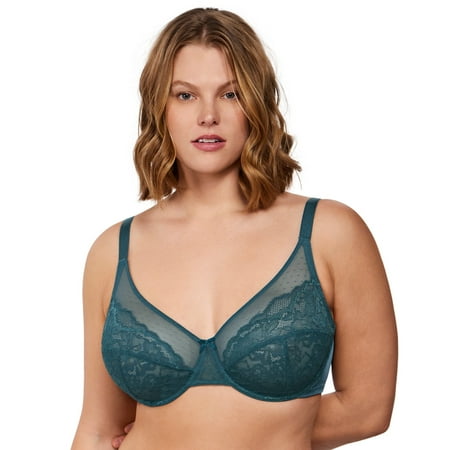 HSIA Plus Size Bras for Women Full Coverage Back Fat Underwire Unlined Bras Balsam Blue 42DDD