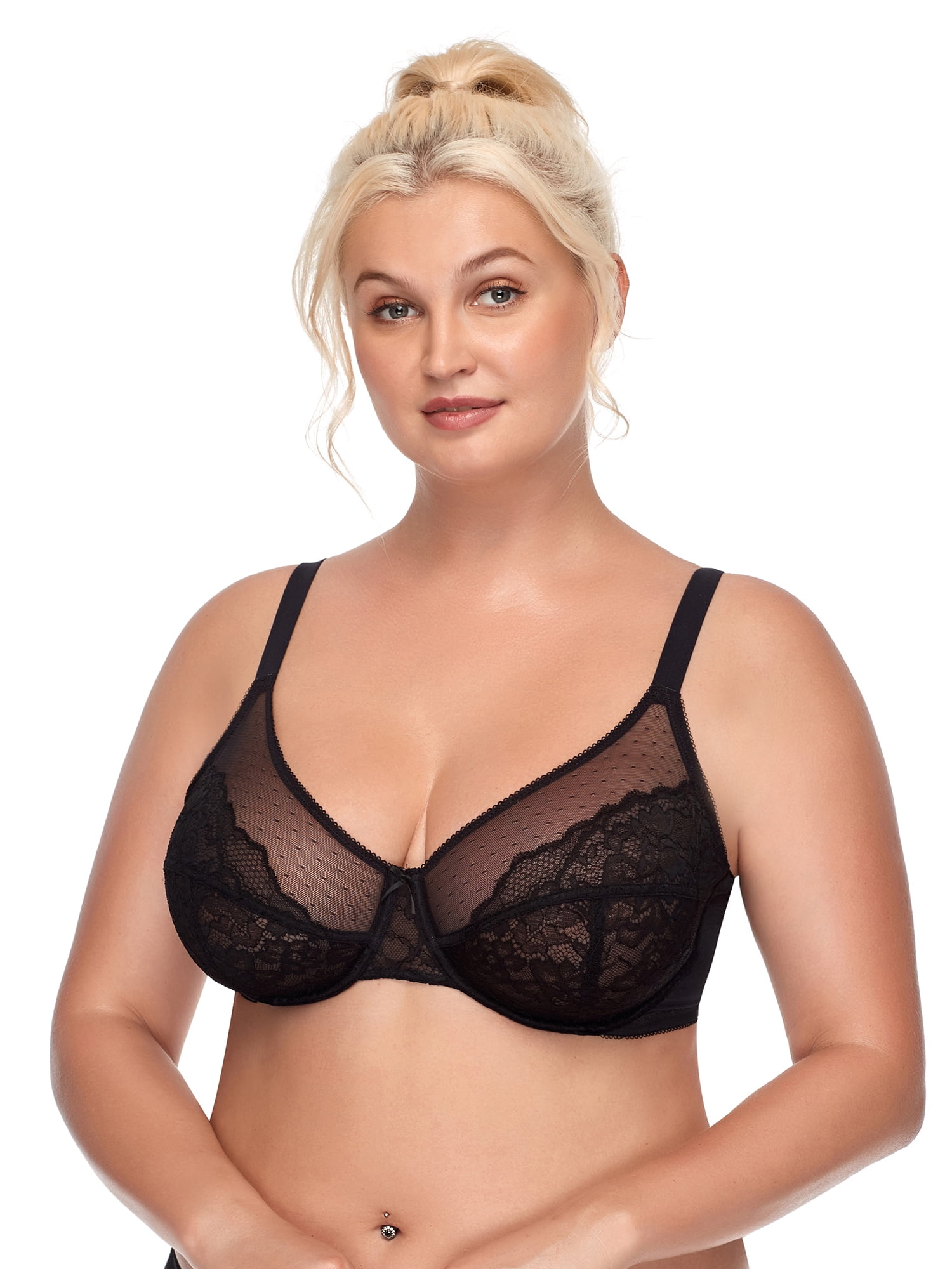 HSIA Plus Size Bras for Women Full Coverage Back Fat Underwire Unlined Bras  Black 36D