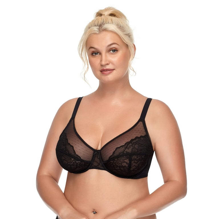 HSIA Plus Size Bras for Women Full Coverage Back Fat Underwire Unlined Bras  Black 36D 