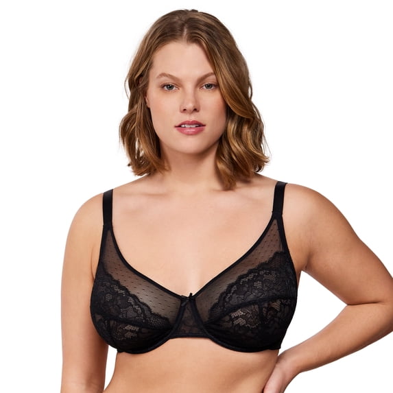 HSIA Plus Size Bras for Women Full Coverage Back Fat Underwire Unlined Bras Black 42C