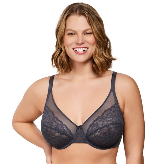 HSIA Plus Size Bras for Women Full Coverage Back Fat Underwire Unlined Bras Dark Grey 36C