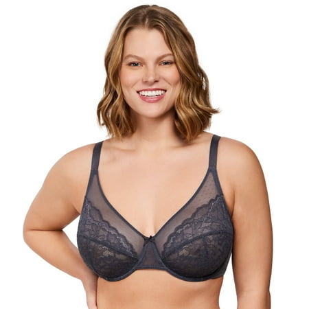 HSIA Plus Size Bras for Women Full Coverage Back Fat Underwire Unlined Bras Dark Grey 42DD