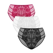 HSIA Sexy Lace High Cut Panties Breathable Mesh Briefs Underwear 3 Pack 2XL