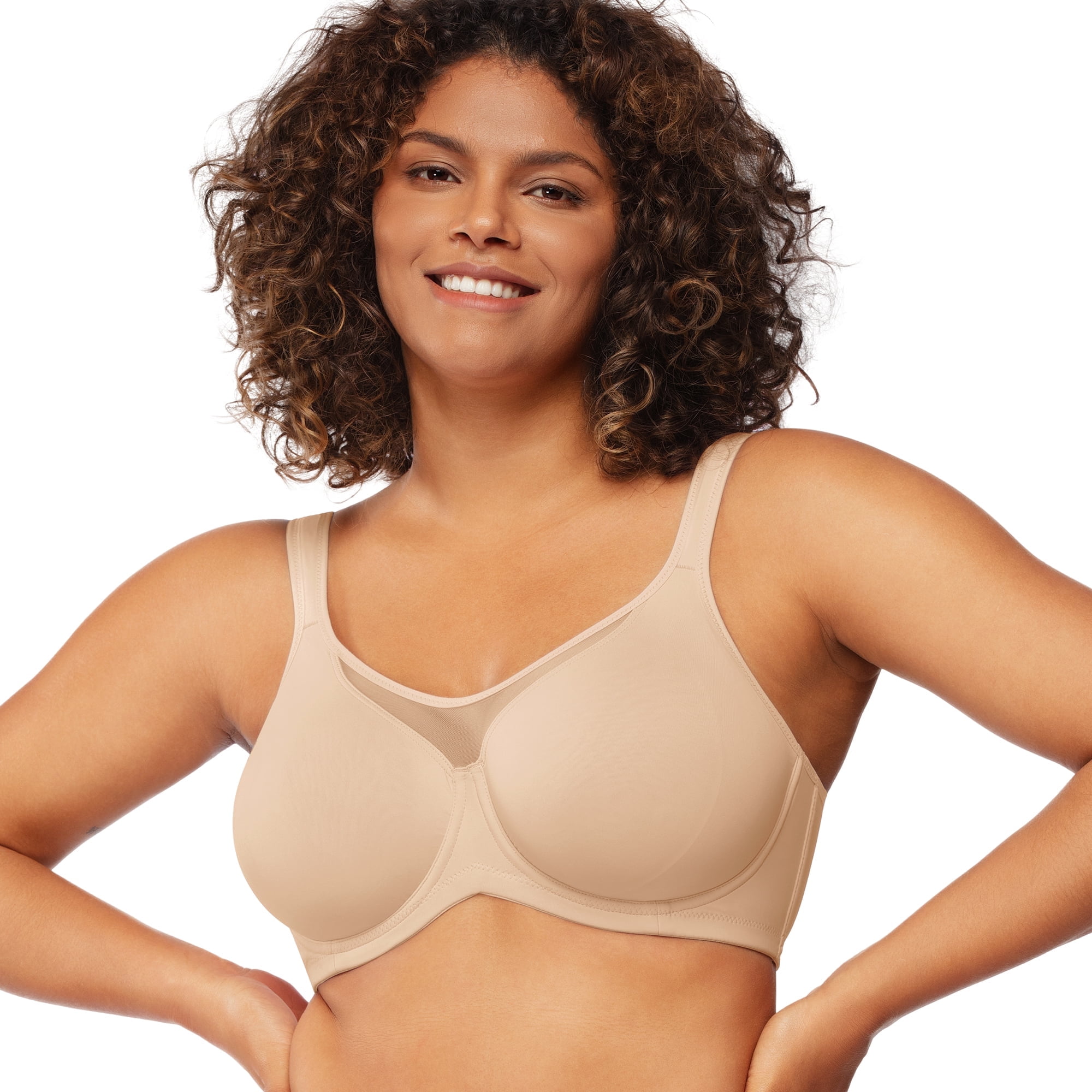 HSIA Plus Size Bras for Women Smoothing Full Coverage Minimizer Bras with Unlined Light Beige 38DD