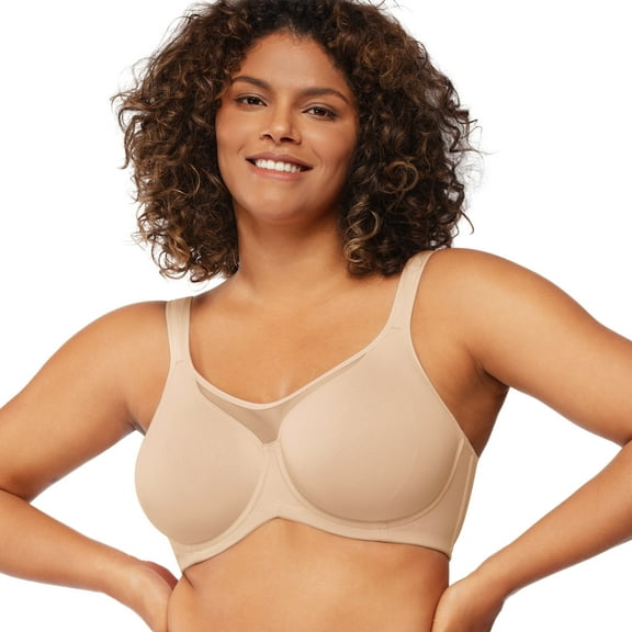 HSIA Plus Size Bras for Women Smoothing Full Coverage Minimizer Bras with Unlined Light Beige,44C