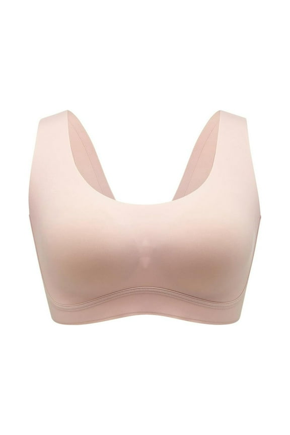 Wide Strap Padded Cooling Wireless Bralette Full Coverage Bras with Seamless Stretch, Pink L