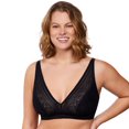 thumbnail image 1 of HSIA Wirefree Full Coverage Non Padded Plus Size Deep V Lace Comfortable Bra Black XL, 1 of 7