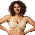 thumbnail image 1 of HSIA Wirefree Full Coverage Non Padded Plus Size Deep V Lace Comfortable Bra Nude 3XL, 1 of 8