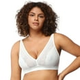 thumbnail image 1 of HSIA Wirefree Full Coverage Non Padded Plus Size Deep V Lace Comfortable Bra White L, 1 of 8