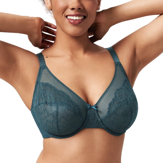 HSIA Women's Full Coverage Back Fat Underwire Unlined Bras,Balsam Blue,40C