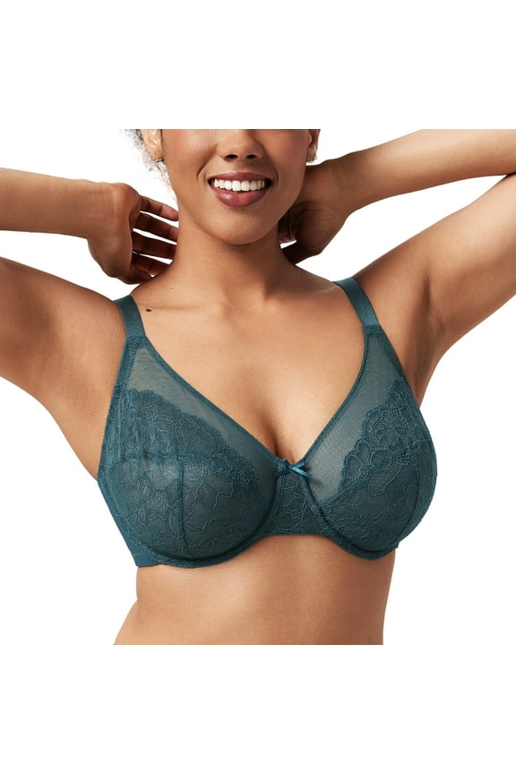 Women's Full Coverage Back Fat Underwire Unlined Bras,Balsam Blue,44D