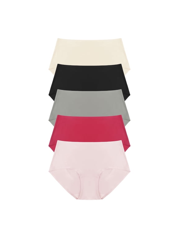 Women's Underwear Packs Plus Size Soft Stretch Seamless No Show Briefs 5 Pack M