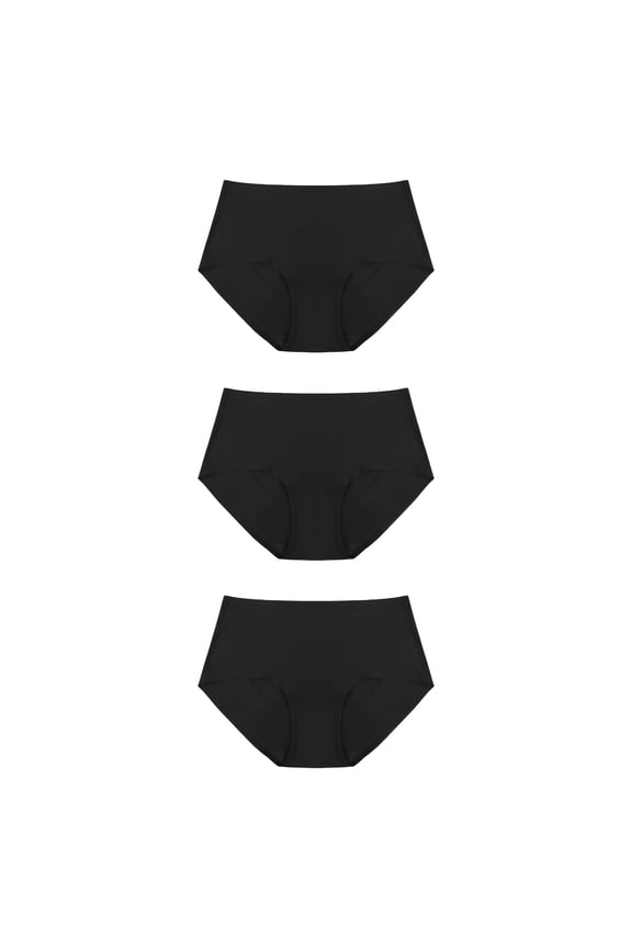 Women's Underwear Packs Plus Size Soft Stretch Seamless No Show Briefs Panties 3 Packs M