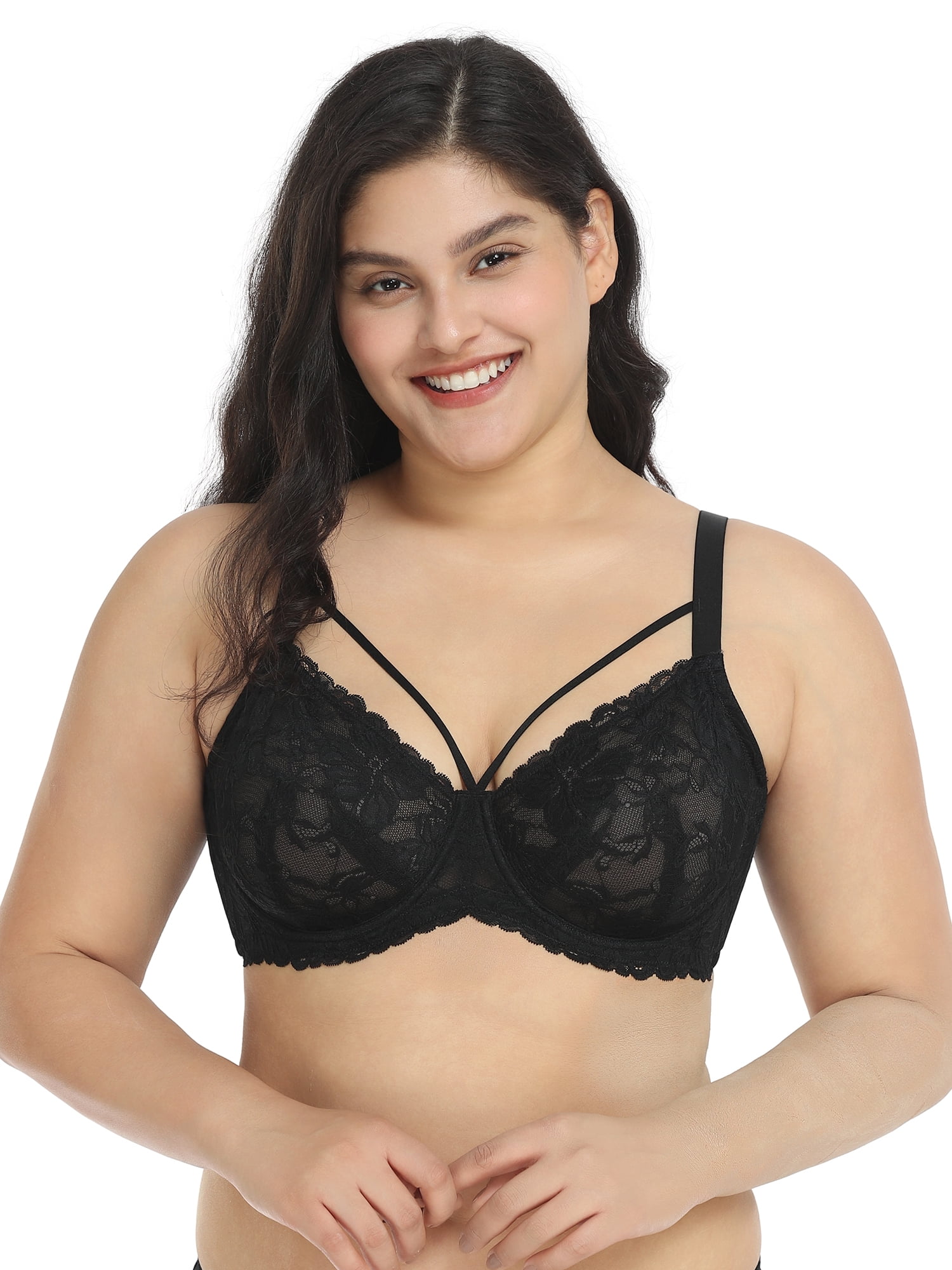 HSIA Womens Plus Size Sexy Bras Full Coverage Mesh Unlined Minimizer